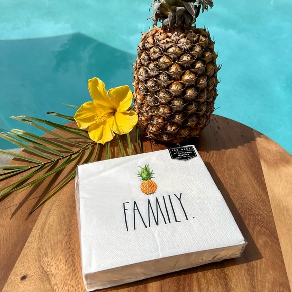 Rae Dunn New Napkins FAMILY 40 Pack Pineapple Aloha Luncheon Welcome Ivory Black - Picture 15 of 15